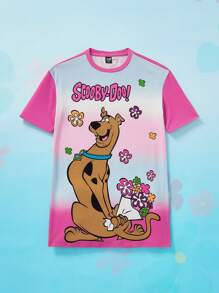 SCOOBY-DOO X SHEIN Tween Girl Cartoon & Letter Graphic Pajama - Multicolor - View 3