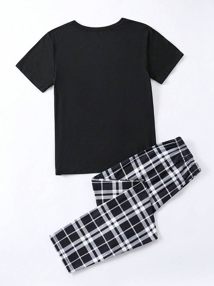 طقم بنطال منقوش للأولاد المراهقين وتي شيرت مطبوع ب...