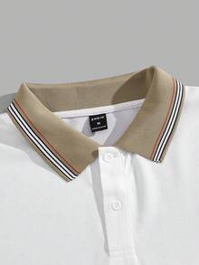 GENTILAND 2 cái/bộ Nam Viền tương phản Dệt kim Giải trí Ngắn tay Áo polo - màu nâu - Xem 6