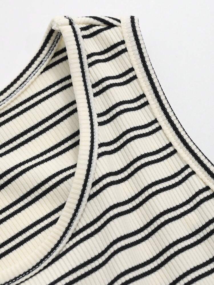 Women's Striped Round Neck Sleeveless Dress Summer Sundress,Casual Women Dresses