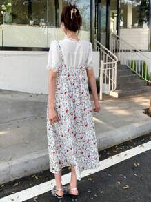 DAZY Vestito lungo da donna con fantasia floreale e bretelle, un abito da sole