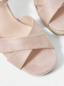 Styleloop Sandalias cómodas y de moda para mujeres con tacón grueso y correa de tobillo - Rosa Pálido - Ver 5