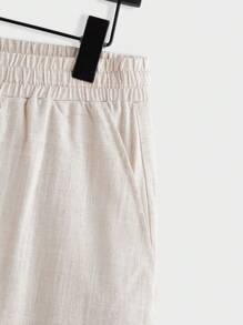 Manfinity Homme 男士短袖半拉鍊襯衫和褲子編織休閒兩件套裝 - 彩色 - 查看 9