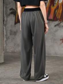 Streetz SHEIN Sport 女性色塊束口鬆身運動褲 - 灰色 - 查看 2