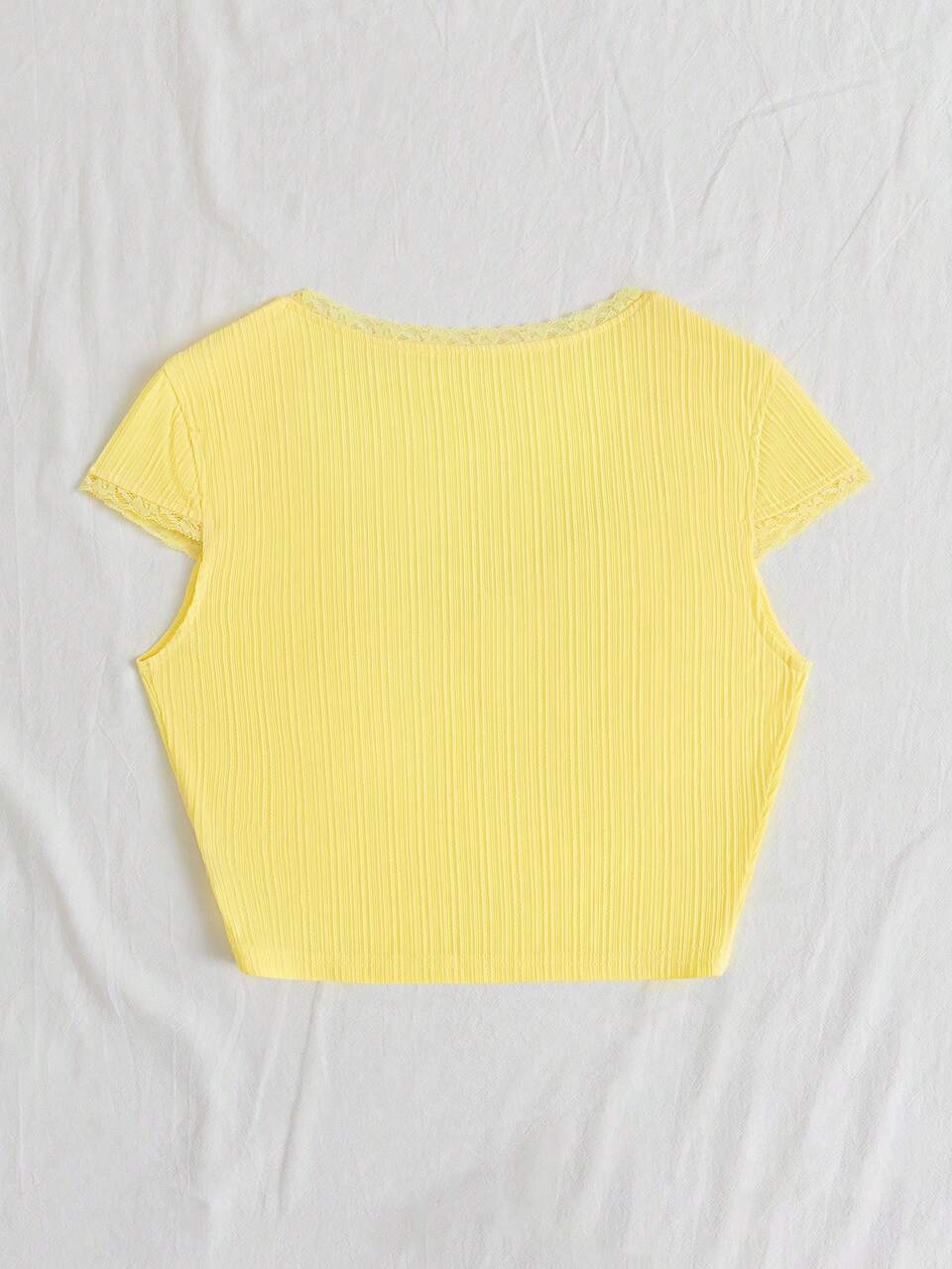 Women's Lace Spliced Sweetheart Neckline T-Shirt