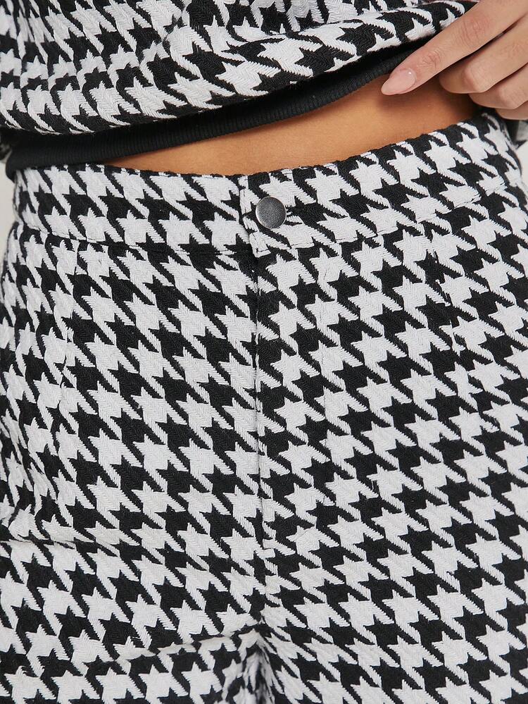 Houndstooth Notch Top & Shorts Two Pieces Set