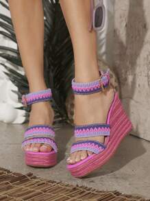 SHUZIA Women's Fashionable Wedge Heel Platform Sandals - Red Violet - View 1