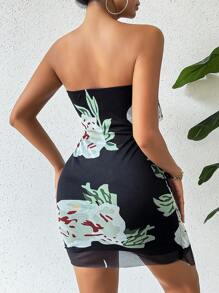 Chiquease A-Line Ruffled Strapless Midi Dress - Green - View 2