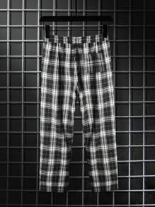 Claim Dot Men's Loose Fit Plaid Baggy Long Slacks Graphic Going Out Pants, For Fall