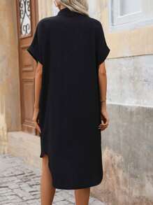 SHEIN LUNE Women's Abstract Face Print Shirt Dress - Multicolor - View 2