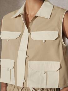Hauture Colorblock Pocket Top & Shorts Two Piece Set - Multicolor - View 5
