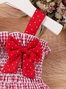 SHEIN Baby Girl Sweet And Cute Strawberry Print Sleeveless Dress For Summer - Red - View 5