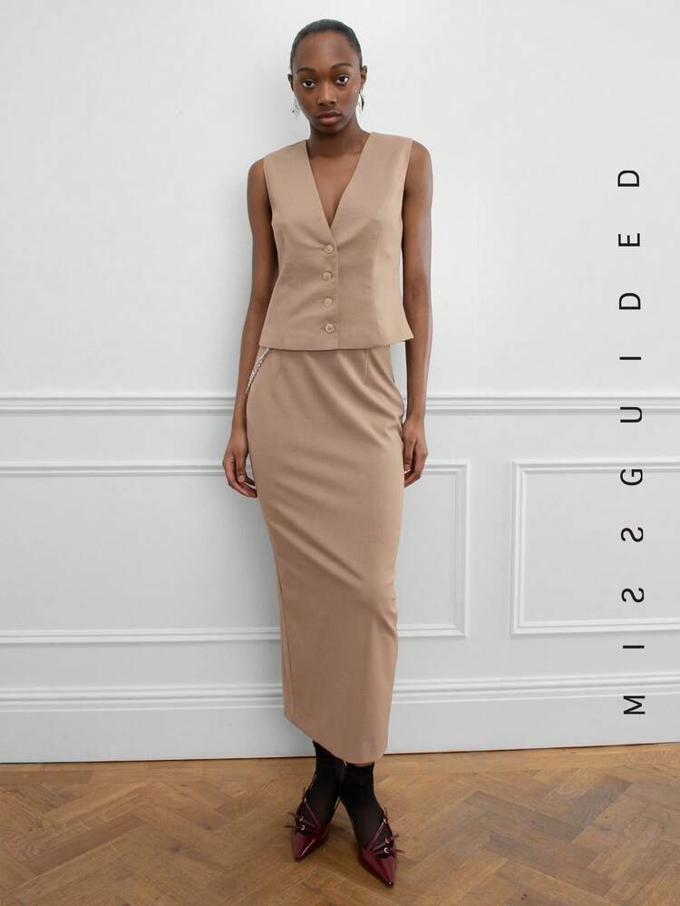 MISSGUIDED Falda De Lápiz Maxi A Medida