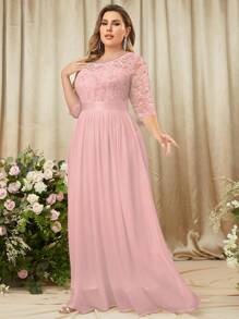 MIUSOL Hơn Ăn mặc trang trọng Ren hoa Áo nịt ngực Viền lấp lánh Buổi tiệc Thêm dài - Màu Hồng baby - Xem 4