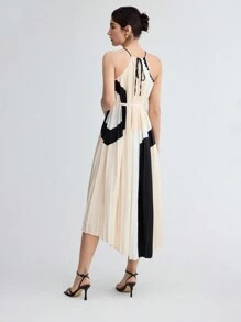 BizChic Quý cô Khối màu Thắt lưng Xếp li Đầm - Nhiều màu - Xem 1