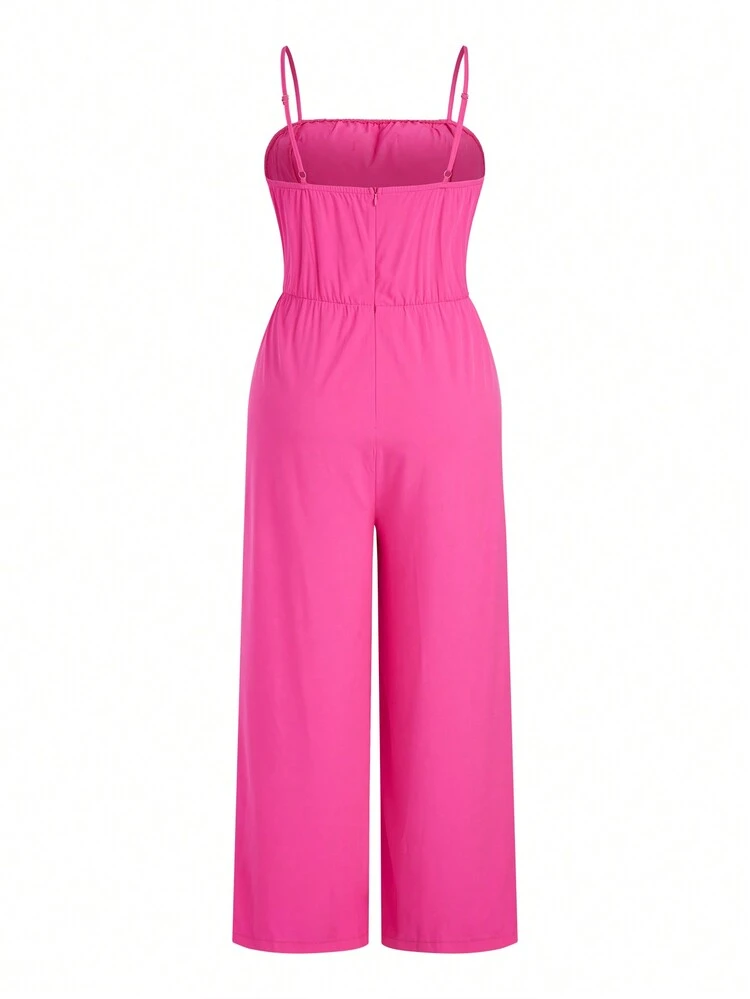 Plus Size Women's Jumpsuit With 3d Flower Decoration