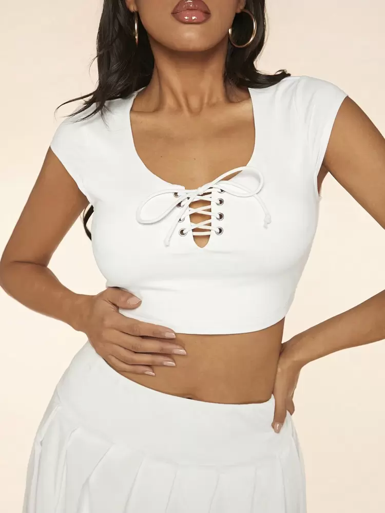 Bodycon High Elasticity Party Style T-Shirt With Belt, Sexy And Versatile