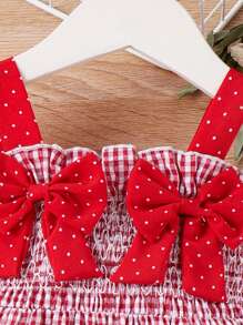 SHEIN Baby Girl Sweet And Cute Strawberry Print Sleeveless Dress For Summer - Red - View 3