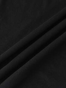 SHEIN LUNE 大尺碼圓領格紋拼接裙 - 黑色 - 查看 8