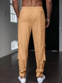 Claim Dot Men's Slanted Pocket Cargo Pants , Corduroy - Khaki - View 2