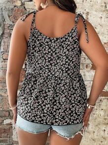 SHEIN LUNE Top De Cami À Nœud D'épaule Imprimé Floral Pour Femme Grande Taille