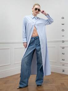 MISSGUIDED Maxi Shirt - Blue - View 1
