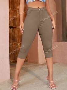 Apperloth A Solid Capri Skinny Pants