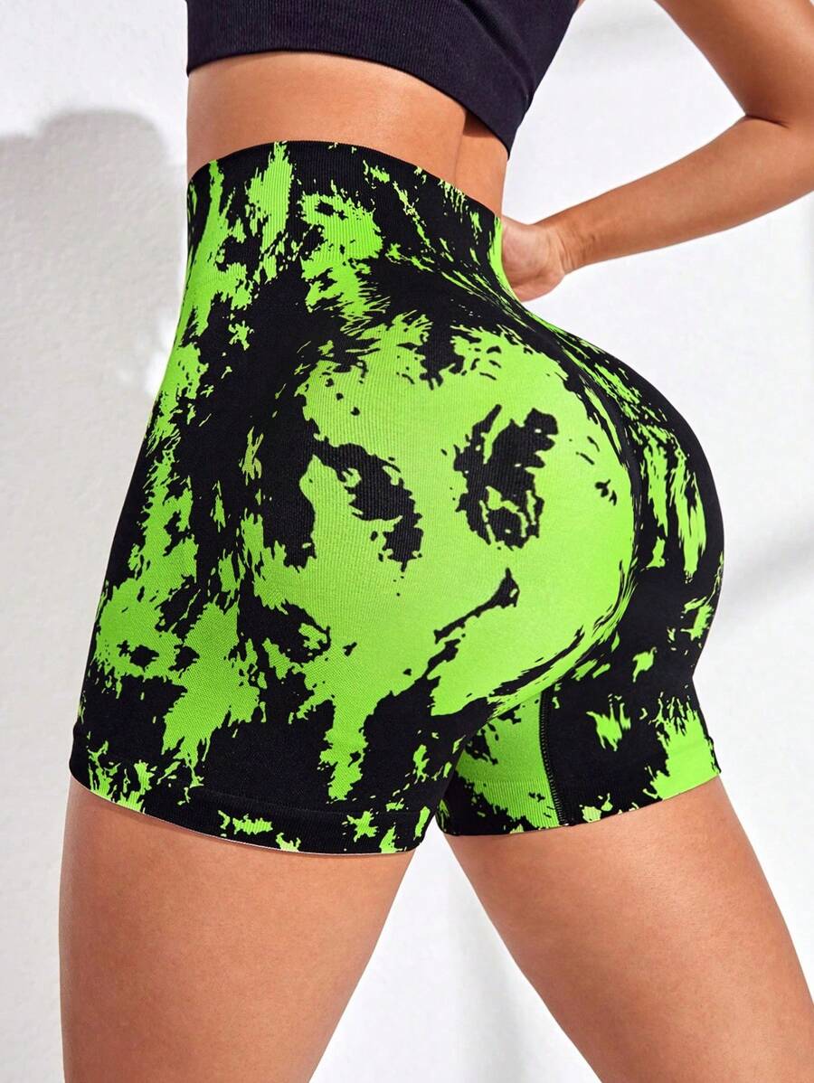 Yoga Trendy Nhuộm buộc Thắt lưng băng rộng Quần short thể thao Vải thun Quần short - Nhiều màu - Xem 1