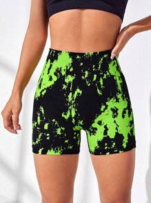 Yoga Trendy Nhuộm buộc Thắt lưng băng rộng Quần short thể thao Vải thun Quần short - Nhiều màu - Xem 4