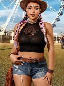 Breezaya Plus Size Nữ Crop Top - màu đen - Xem 3