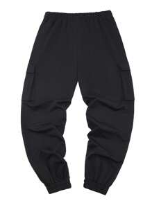 3pcs Men's Solid Color Drawstring Waist Casual Sports Cargo Jogger Pants, Spring Autumn - Multicolor - View 4