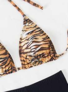 Swim SXY 女士虎纹印花分体比基尼套装音乐节夏季海滩 - 彩色 - 查看 4