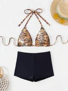 Swim SXY 女士虎纹印花分体比基尼套装音乐节夏季海滩 - 彩色 - 查看 7