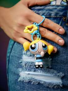 THE POWERPUFF GIRLS X SHEIN Cute Bubbles Pattern Bag Pendant Keychain,Y 2 K - Yellow - View 5