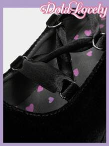 Dola Lovely Tie Leg Chunky Heeled Women's Mary Jane - Black - View 6