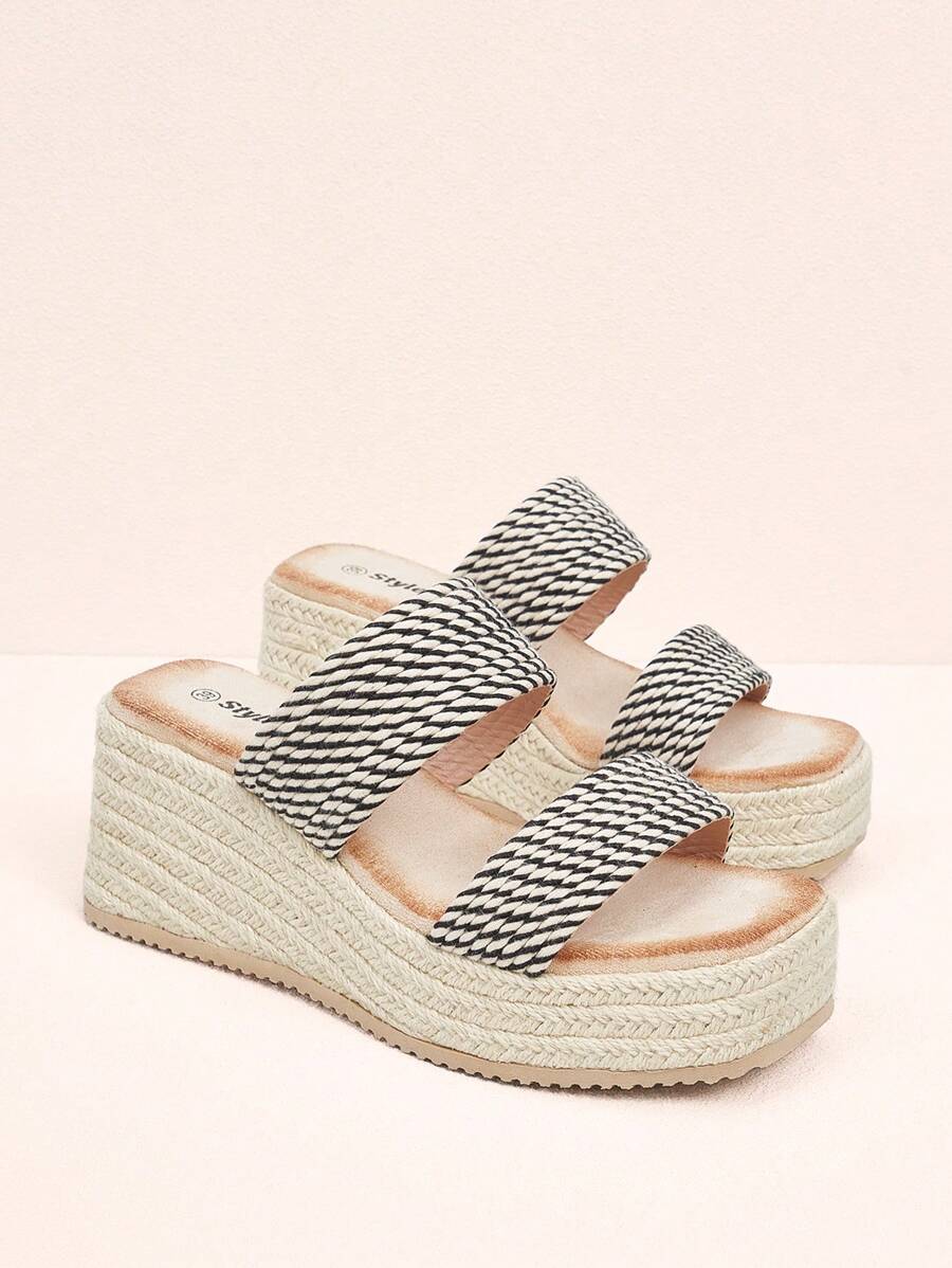 Styleloop Women'S Rope Wedge Sandals - Black - View 1