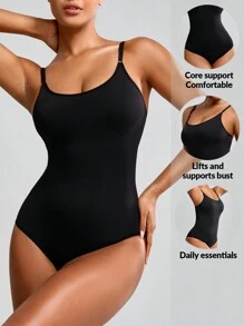 SHAPORA Shaping Brief Shapewear Bodysuit Body Shaper Bust&Butt Lifter With Adjustable Straps-Tummy Waist Control - Black - View 1