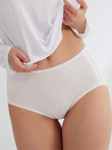 LUVLETTE 3-Pack Cotton Basic High Waist No-Show Women Underwear Panties-White-Comfortable Must-Haves Also Suitable For Teen Girl & Young & Kid