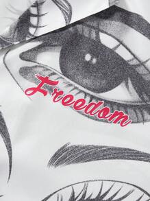 Manfinity Roghcode Men's Eye Print Drop Shoulder Shirt Set - White - View 6