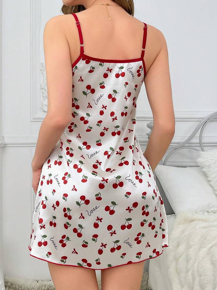 CottageSlumber Camisón de satén con estampado de cereza - Albaricoque - Añade 2