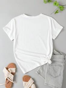 Chiquease Women's Letter Printed Round Neck T-Shirt - White - View 2