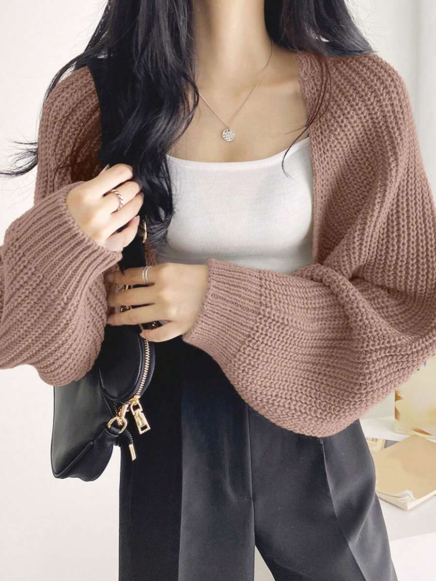 DAZY Cárdigan De Manga Larga Y Murciélago De Color Sólido Para Mujeres - Rosa coral - Ver 1