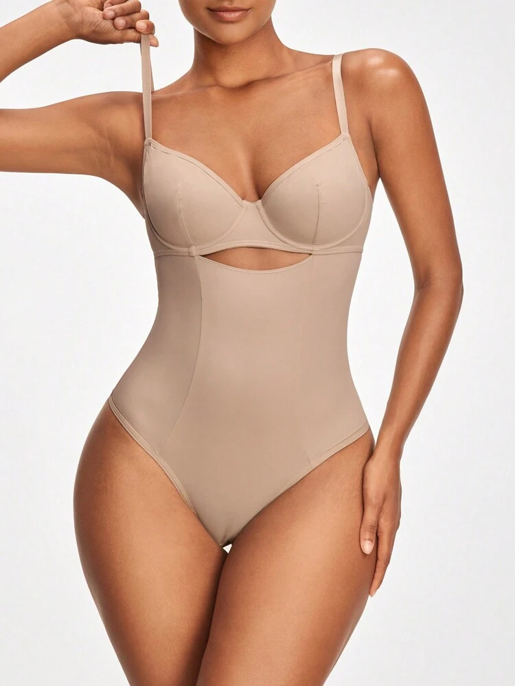 Women's Solid Color Slim Strap Hollow Out Bodysuit