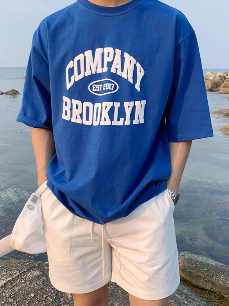 Men Letter Graphic Drop Shoulder Tee