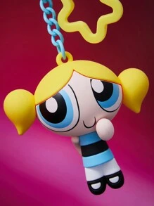 THE POWERPUFF GIRLS X SHEIN Cute Bubbles Pattern Bag Pendant Keychain,Y 2 K - Yellow - View 3