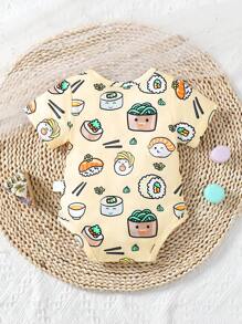 Baby Boy Full Print Short Sleeve Bodysuit With Food Pattern - Multicolor - View 2