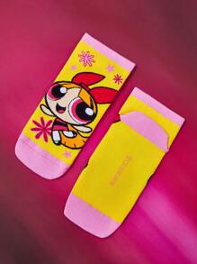 THE POWERPUFF GIRLS X SHEIN Women's 3 Pairs Cartoon Cute Breathable Soft Short Socks - Multicolor - View 8