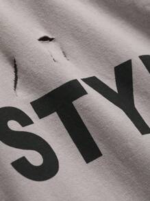 DAZY Men's Summer Tee With Letter Print - Grey - View 8