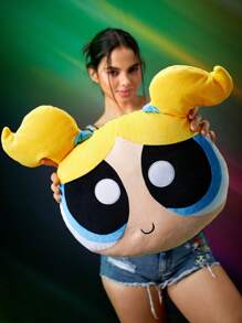 THE POWERPUFF GIRLS X SHEIN Cute Cartoon Yellow Plush Pillow