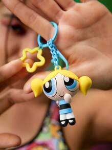 THE POWERPUFF GIRLS X SHEIN Cute Bubbles Pattern Bag Pendant Keychain,Y 2 K - Yellow - View 4